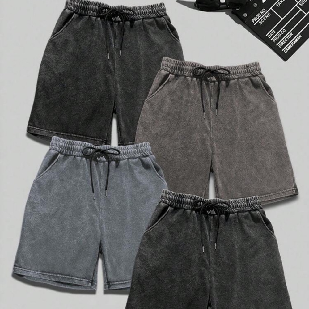 4 Pairs Men's Retro Washed Casual Daily Sports Shorts